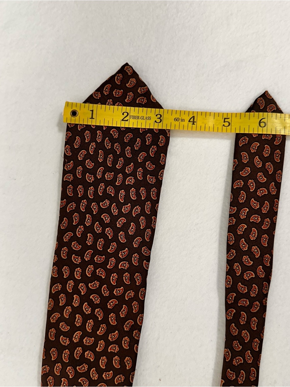 Classic Brown Paisley Men's Tie - Brown Paisley Necktie Oscar De La Renta Silk - Picture 7 of 8